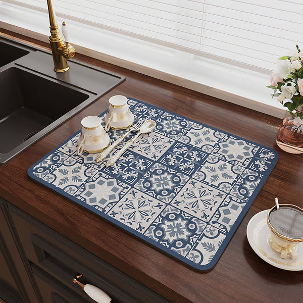 Retro Sneldrogende Waterafvoerende Mat Voor Keuken- En Barwerkbladen