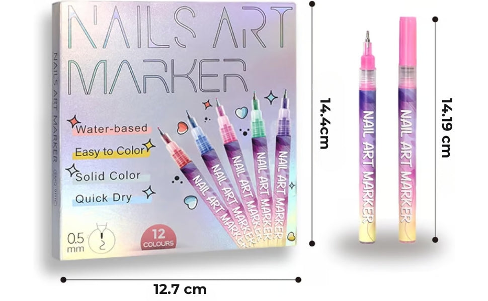 Nagelkunstpennen (set van 12 kleuren)