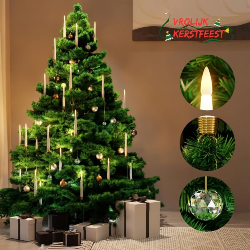 LED-Kerstboomkaarsen met Heldere Kristallen Bolhaken (6st)