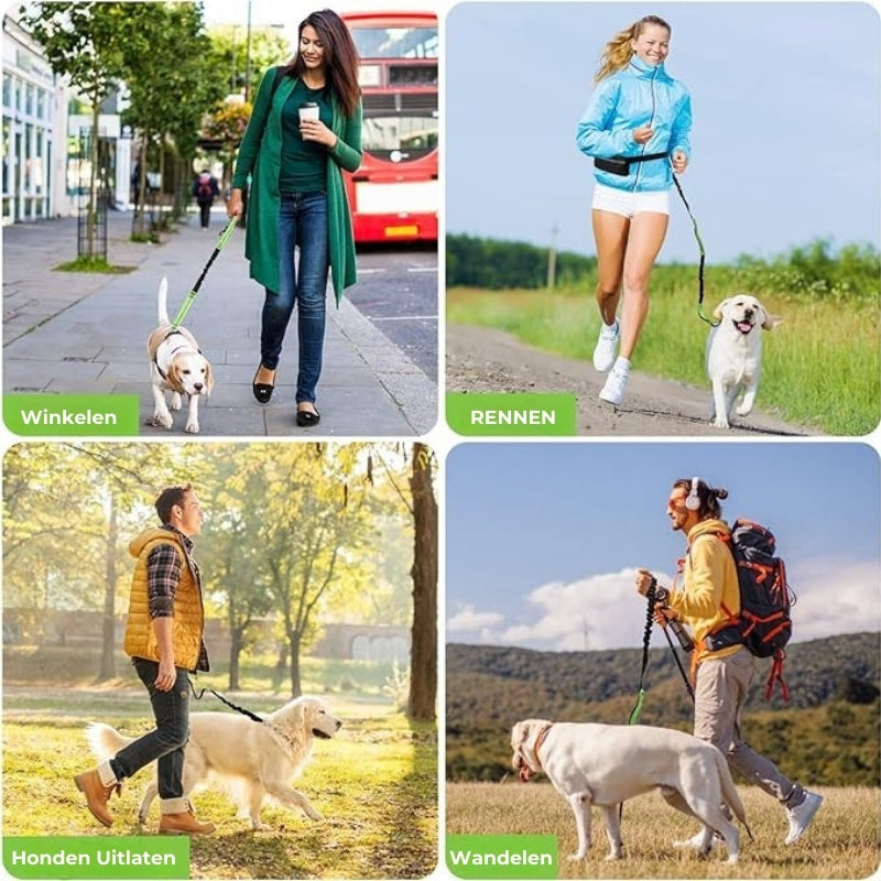 Handsfree hondenriem met praktische heuptas