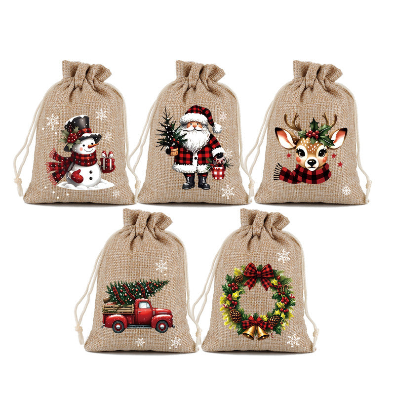 Sfeervolle Kerst Cadeauzakjes - 5 Stuks