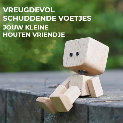 Charmant klein houten schommelfiguurtje met 12 magnetische uitdrukkingen