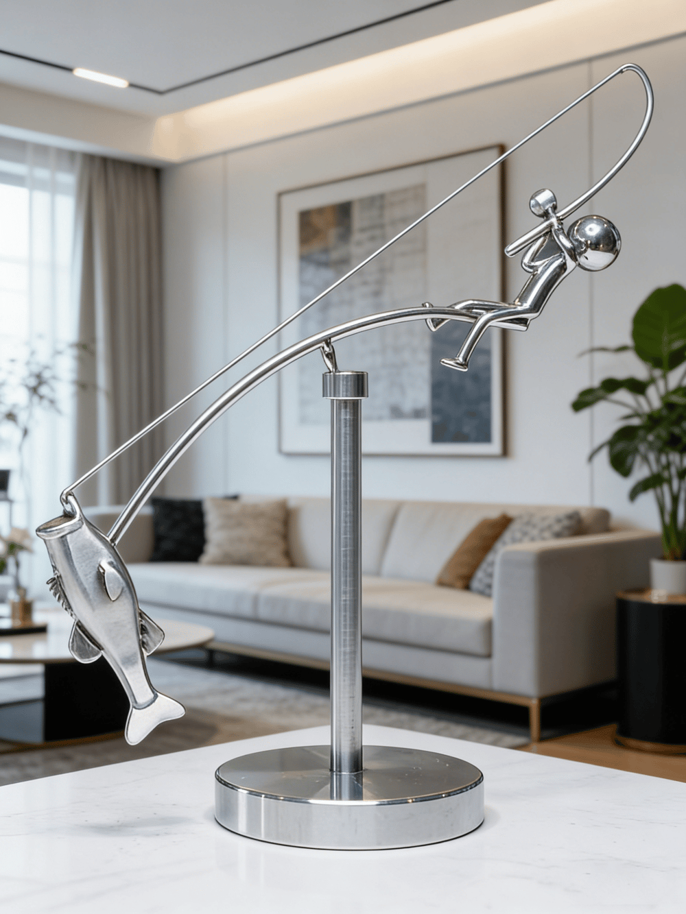 🎣 Fishersman Balancerend Sculptuur