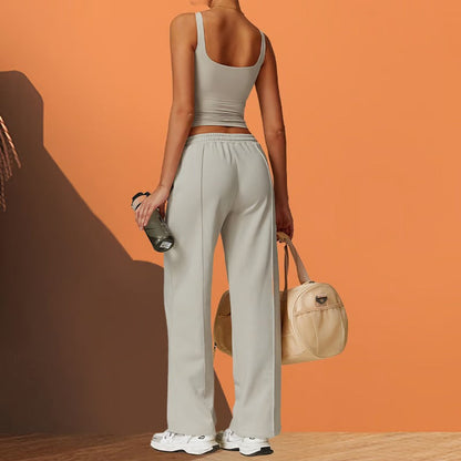 Mouwloze, ademende yogatop met ingebouwde BH