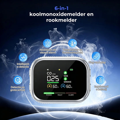 6-in-1 Slimme Veiligheidsdetector - Tot 12 Detecteerbare Stoffen