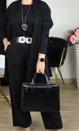 Elegante 3-delige Set Bestaande Uit Een Lang Vest, Top En Broek