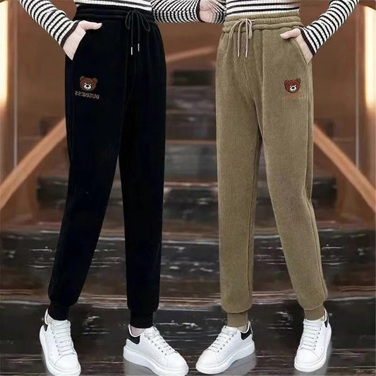 Dames joggingbroek van warm pluche corduroy