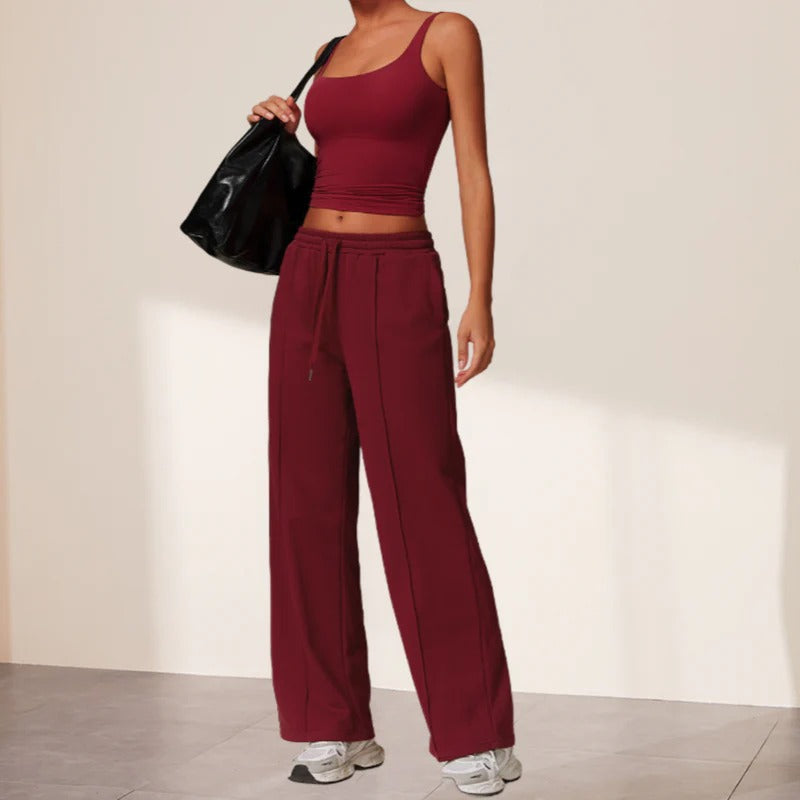 Mouwloze, ademende yogatop met ingebouwde BH