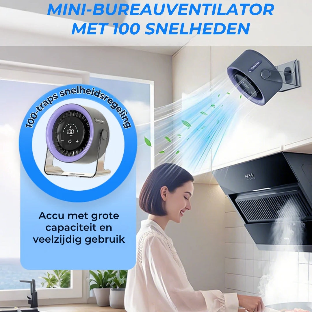 Mini-Bureauventilator met LED-Display