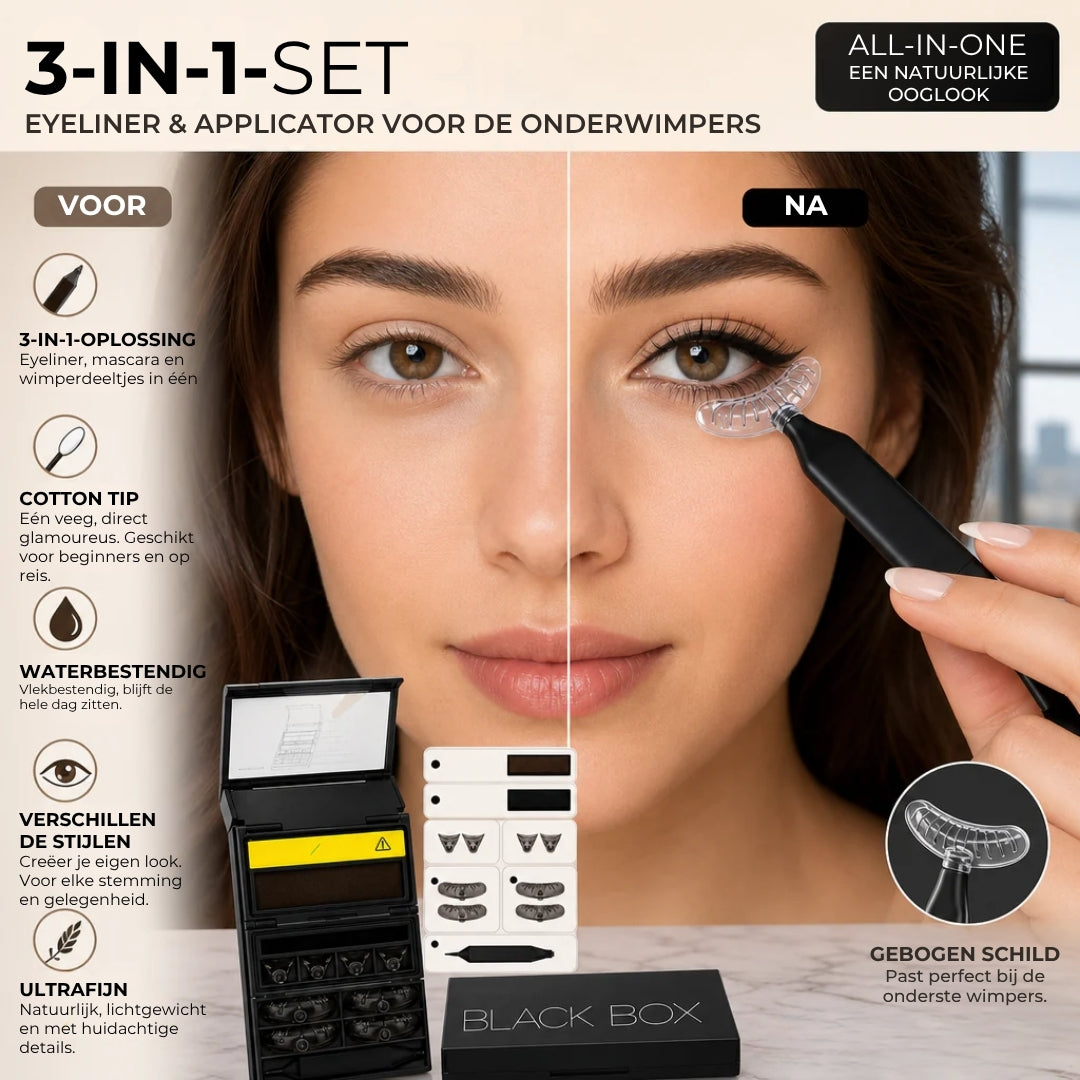 3-in-1 Eyeliner- Mascara- en Wimperstempel