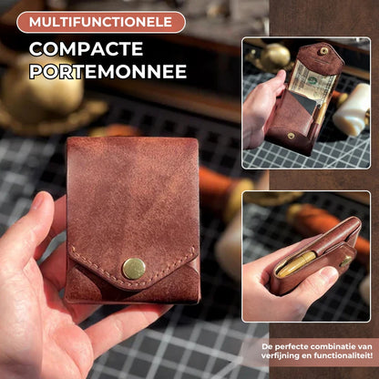 Vintage handgemaakte leren portemonnee
