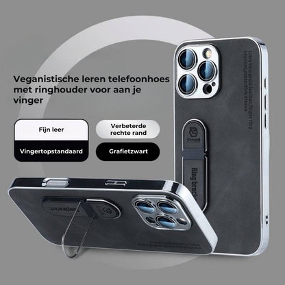 Veganistisch Leren iPhone Hoesje met Ringhouder