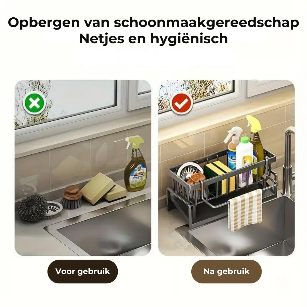 Roestvrijstalen Opbergrek voor de Gootsteen