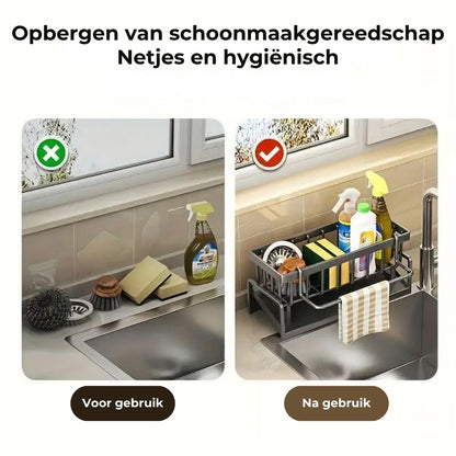 Roestvrijstalen Opbergrek voor de Gootsteen