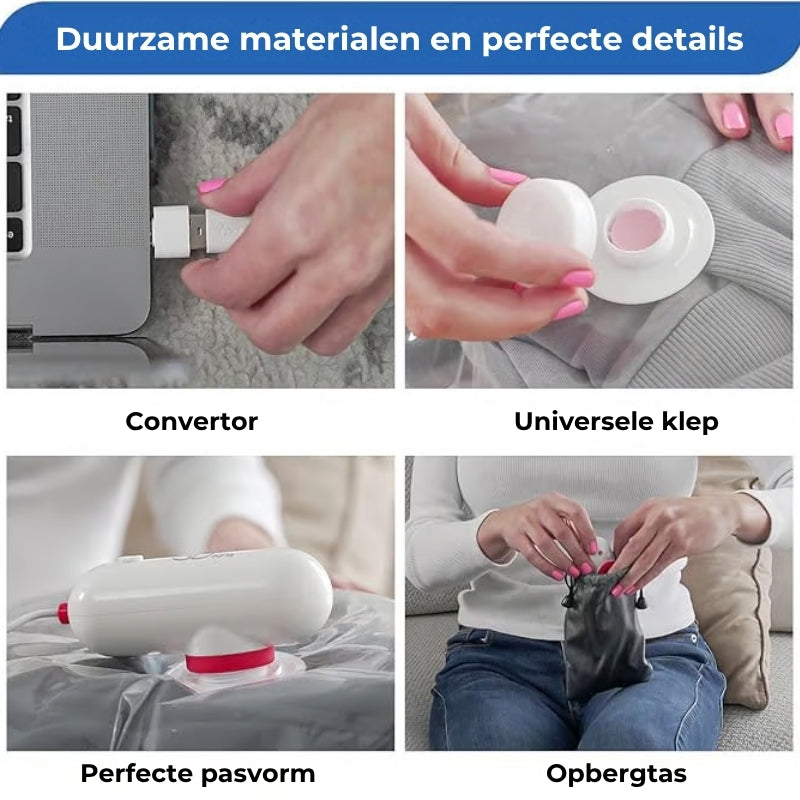 6-pak USB Elektrische Vacuümcompressiezakken - Bespaar ruimte, reis licht!