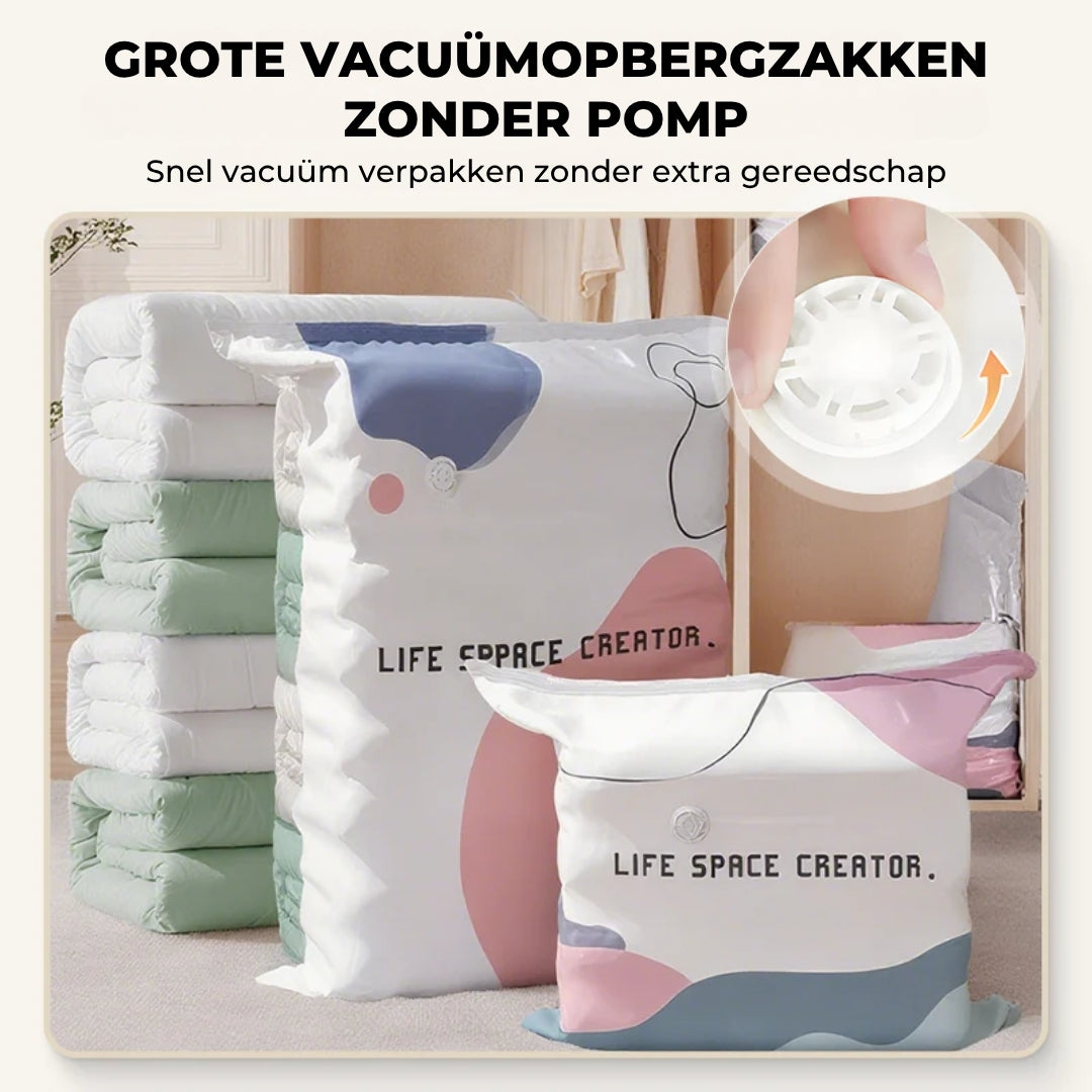Plaatsbesparende Vacuümopbergzakken zonder Pomp - 3 Stuks