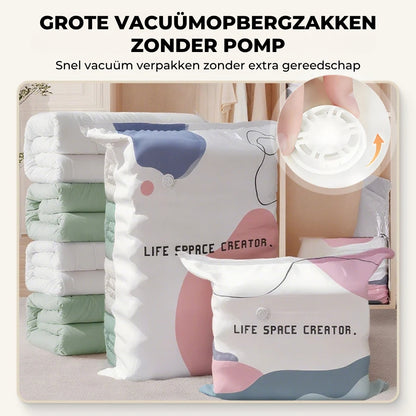 Plaatsbesparende Vacuümopbergzakken zonder Pomp - 3 Stuks