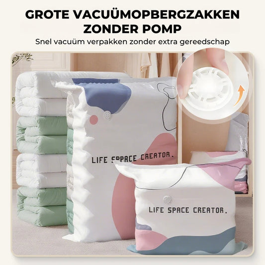 Plaatsbesparende Vacuümopbergzakken zonder Pomp - 3 Stuks