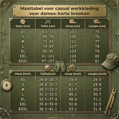 Sneldrogende cargoshort voor dames met zakken
