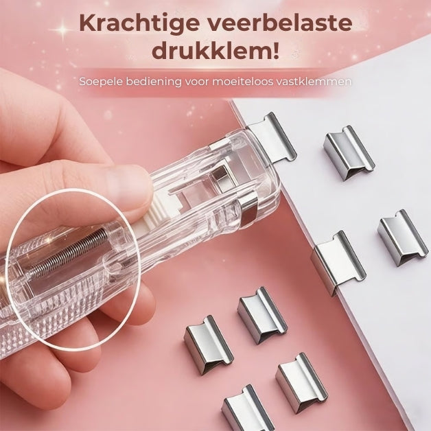 Bindclips Nietjesmachine voor Papier - Incl. 50 Bindclips