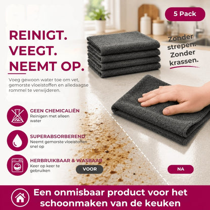 Microvezel Reinigingsdoekjes - Herbruikbaar en Zonder Strepen - 5 Stuks