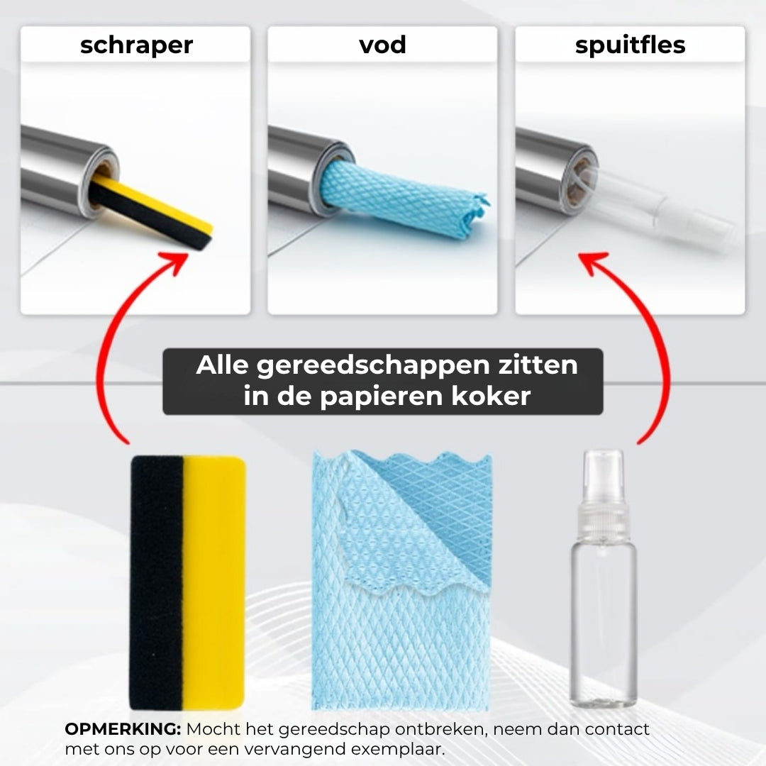 Eenrichtingsprivacyfolie – Statisch hechtende spiegelende folie met complete doe-het-zelfset