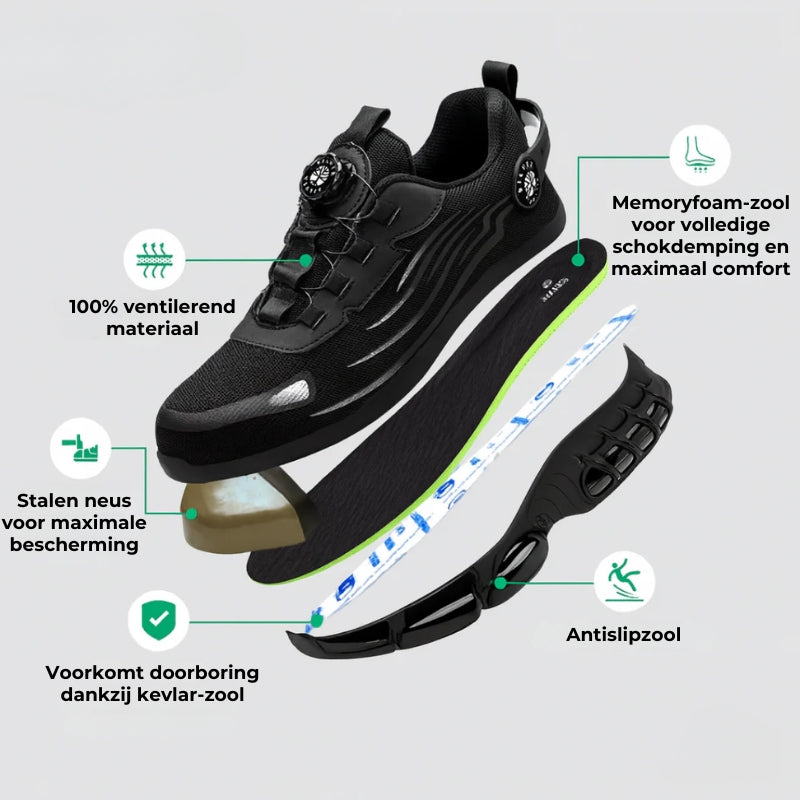 ArmorFlex S3 Air – Luchtdoorlatende, ultralichte veiligheidsschoenen met stalen neus en draaisluiting