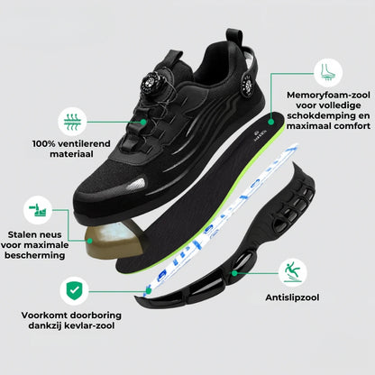 ArmorFlex S3 Air – Luchtdoorlatende, ultralichte veiligheidsschoenen met stalen neus en draaisluiting