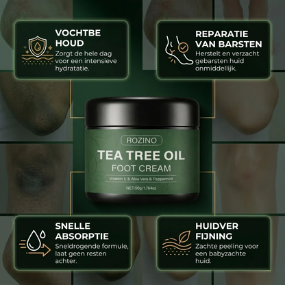 Tea Tree Oil Voetcrème | Vitamine E, aloë vera & pepermunt | Intensieve hydratatie