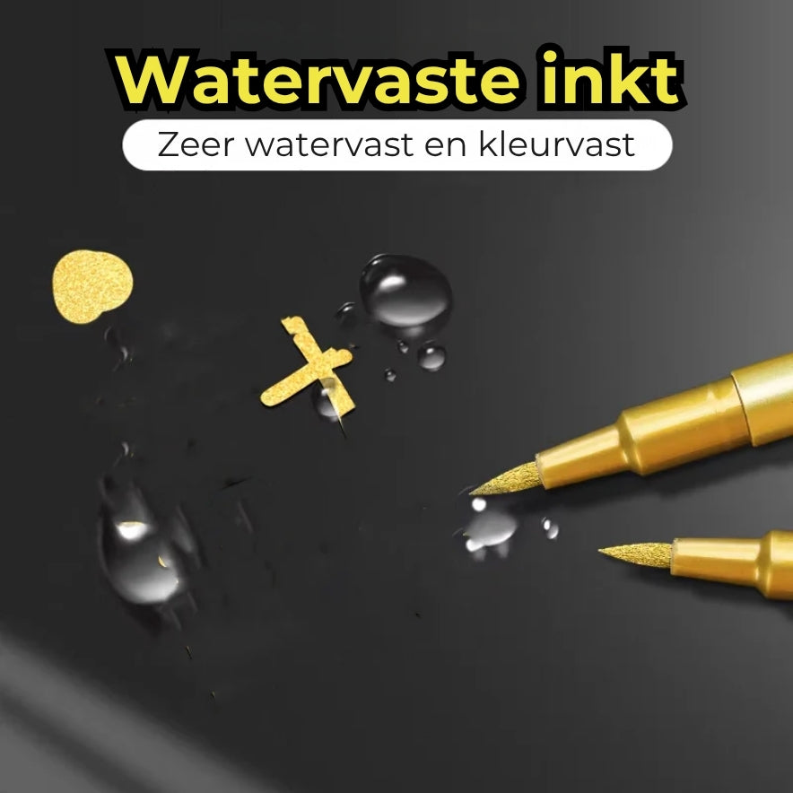 Metallic Grafsteen Pen - Duurzaam en Weerbestendig - 2 Stuks