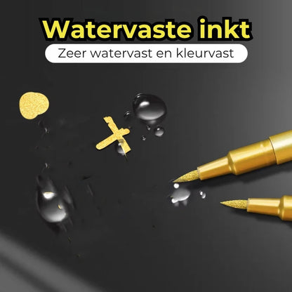 Metallic Grafsteen Pen - Duurzaam en Weerbestendig - 2 Stuks