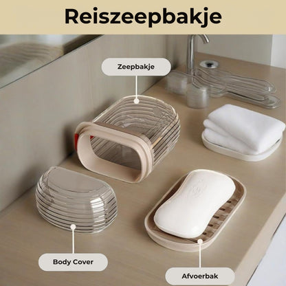 Reiszeepdoosje met afvoer