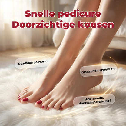 Doorschijnende Kousen met Kunstnagels - 1 Paar
