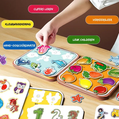 2-in-1 magisch Montessori-verhalenboek om in te kleuren en mee te spelen