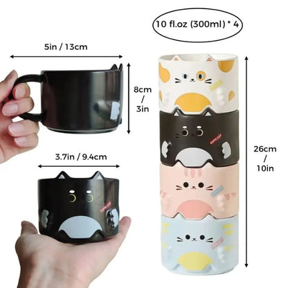 Stapelbare Keramische Kattenmokken