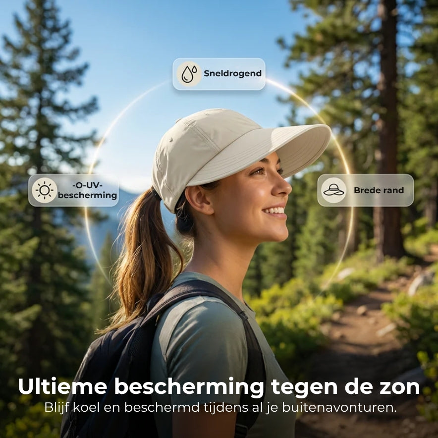 Zonnehoed met brede rand voor dames – UV-bescherming, sneldrogende stof en ademend draagcomfort 🌊