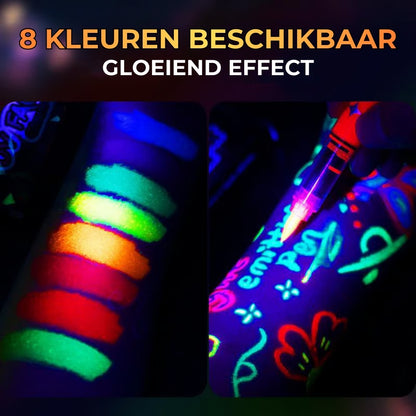 UV Glow In The Dark Markers - 8 Stuks