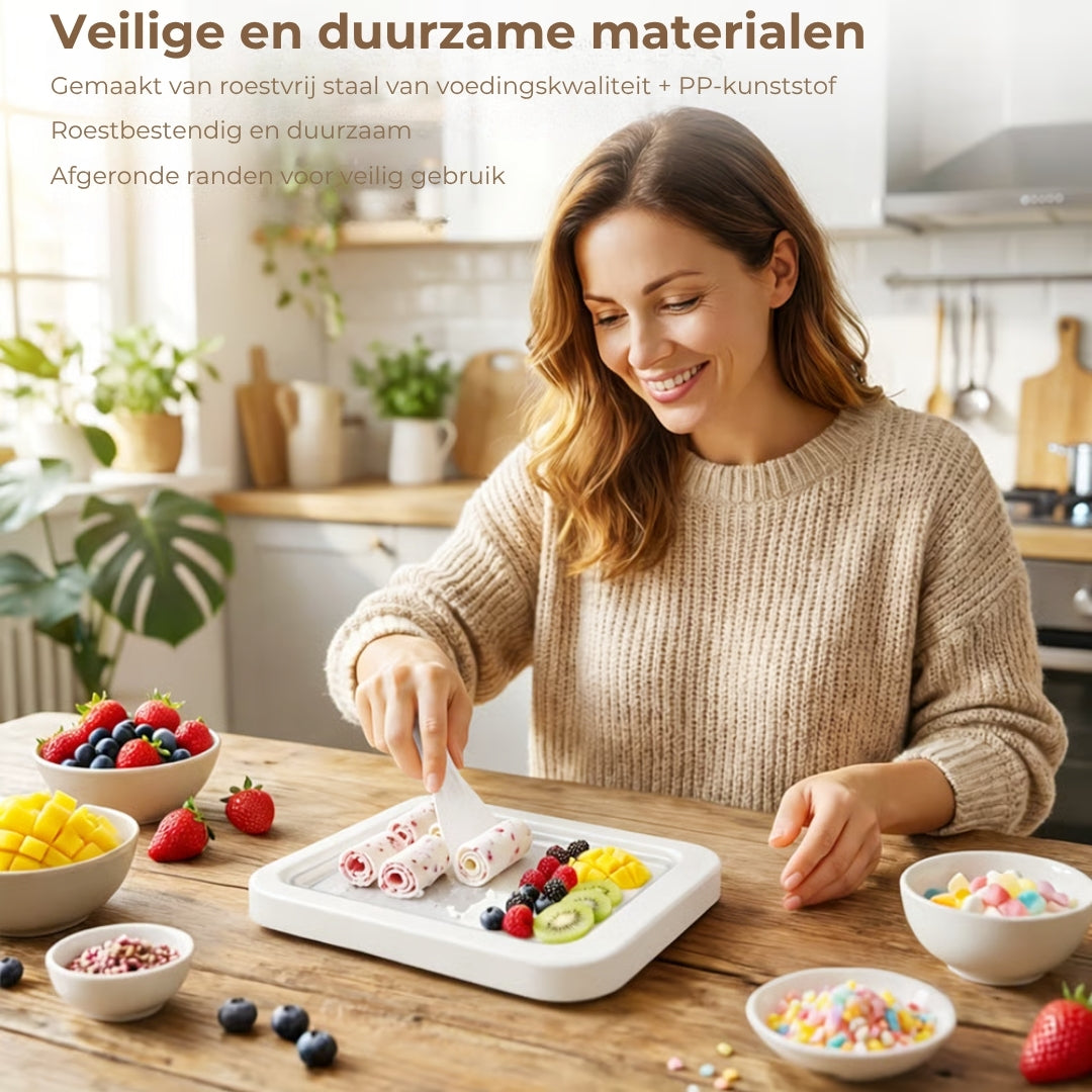 Gekoeld IJsrol Bord | Zelf Roomijs Rollen Maken met Fruit