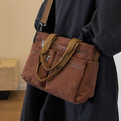 Icone™ CorduroyBag: grote capaciteit, unisex, vintage stijl, corduroy tas