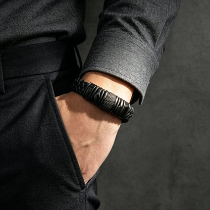 Premium Gevlochten Leren Armband voor Heren
