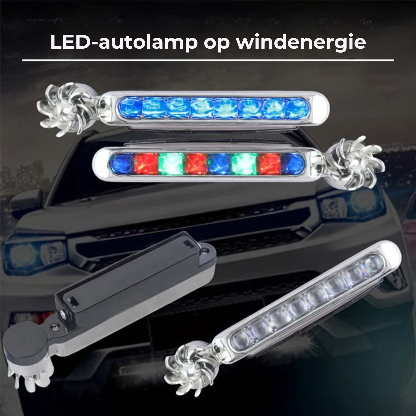 LED-Autolamp op Windenergie