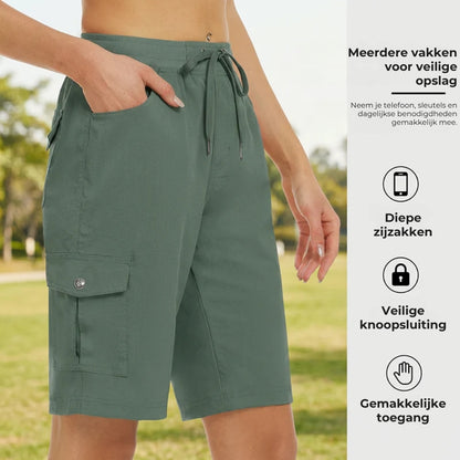 Sneldrogende cargoshort voor dames met zakken