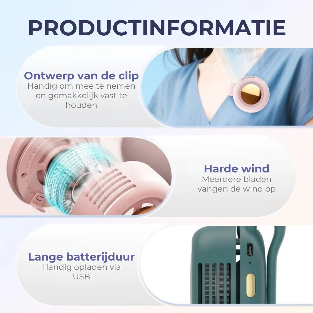 Draagbare ventilator met 3 snelheden