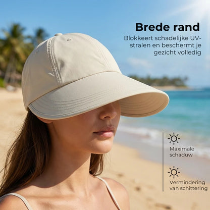 Zonnehoed met brede rand voor dames – UV-bescherming, sneldrogende stof en ademend draagcomfort 🌊