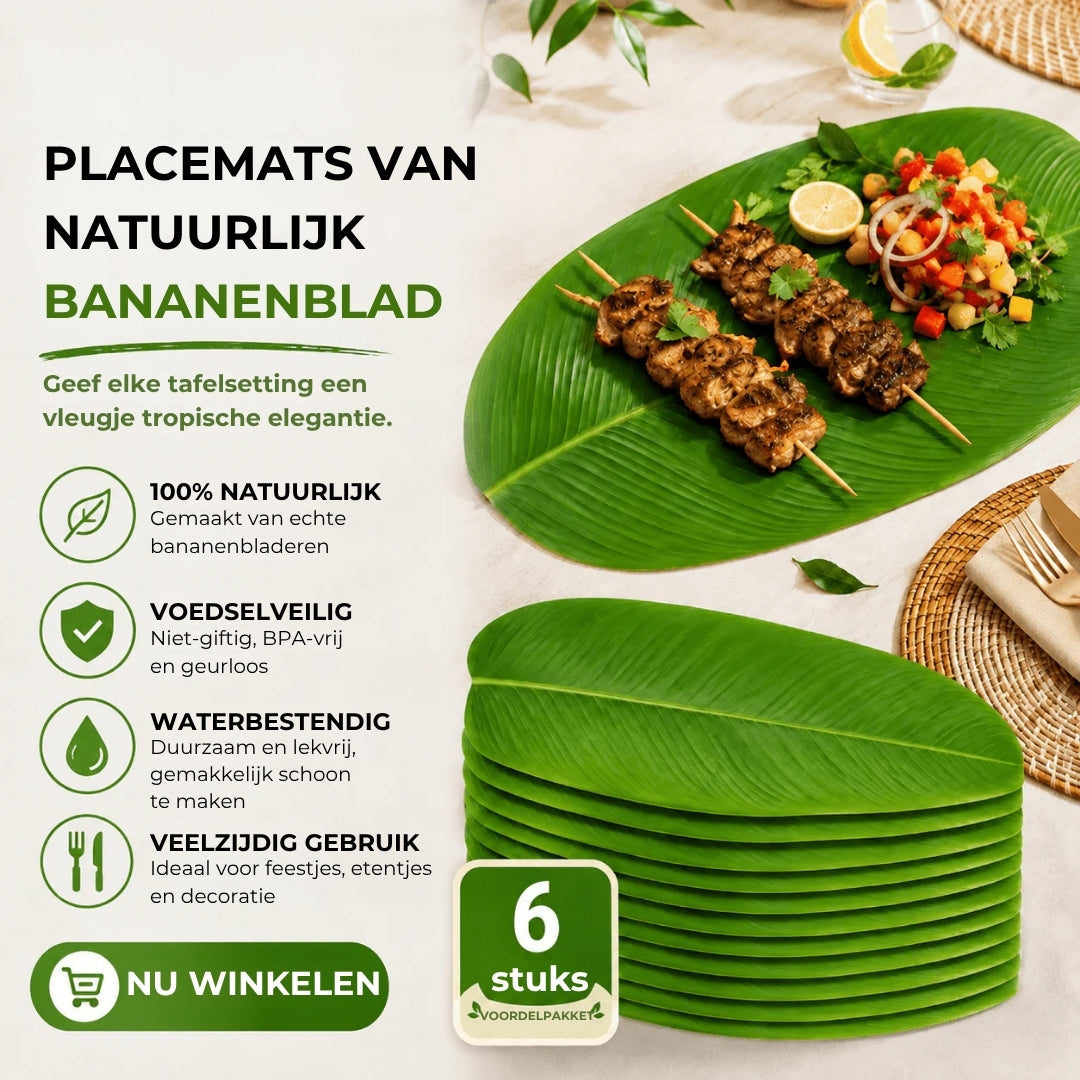 Bananenblad Onderleggers - 6 Stuks