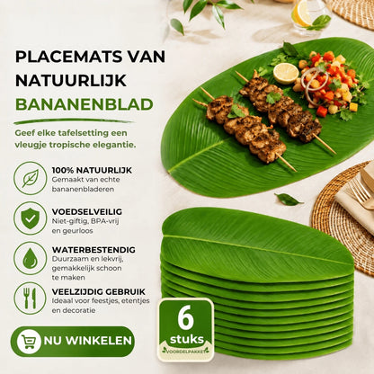 Bananenblad Onderleggers - 6 Stuks