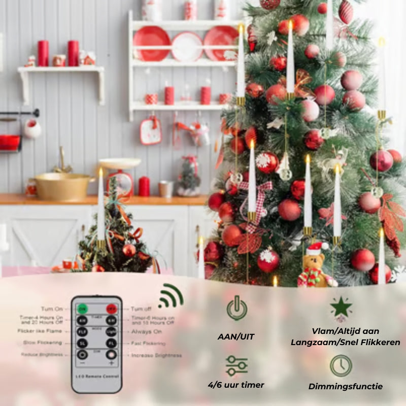 LED-Kerstboomkaarsen met Heldere Kristallen Bolhaken (6st)