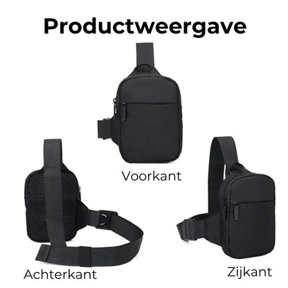 Beveiligde Heuptas: Verstelbare riem, unisex mini-hanger, borsttas