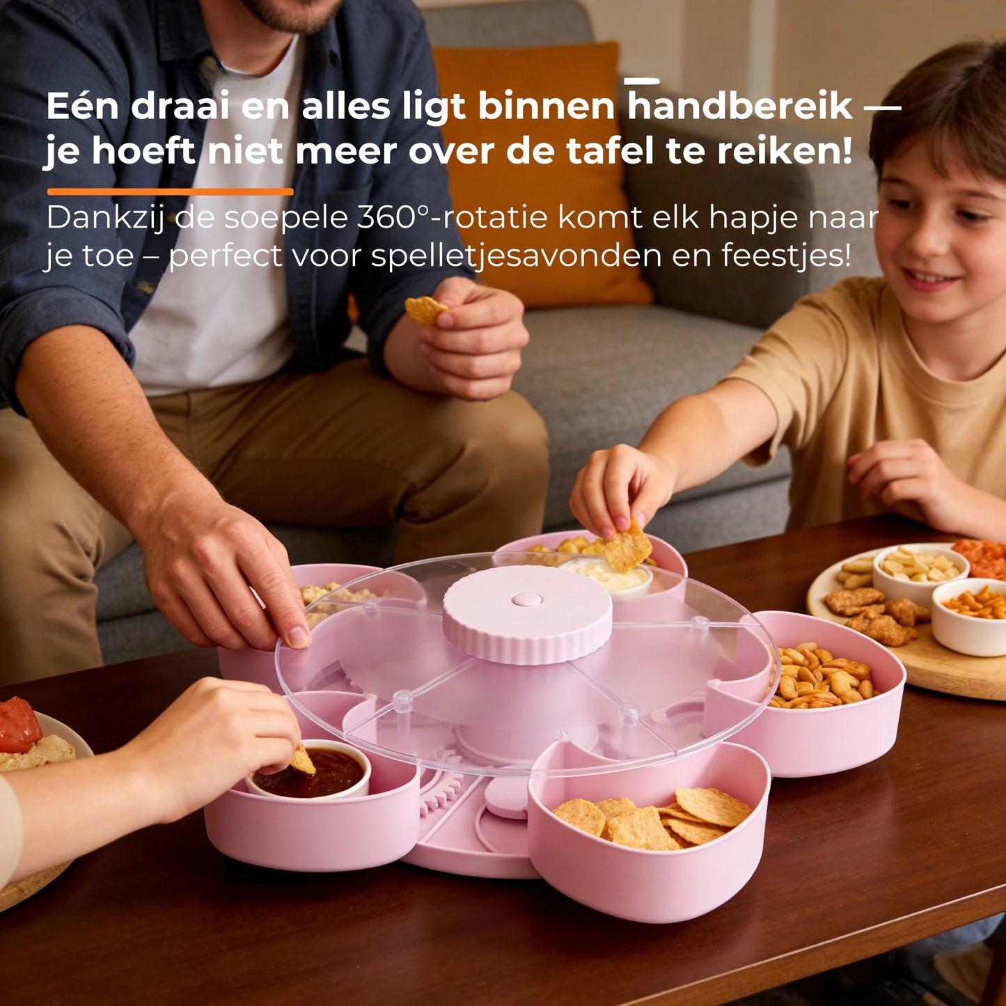 Draaibare Snackschaal met 5 Vakken