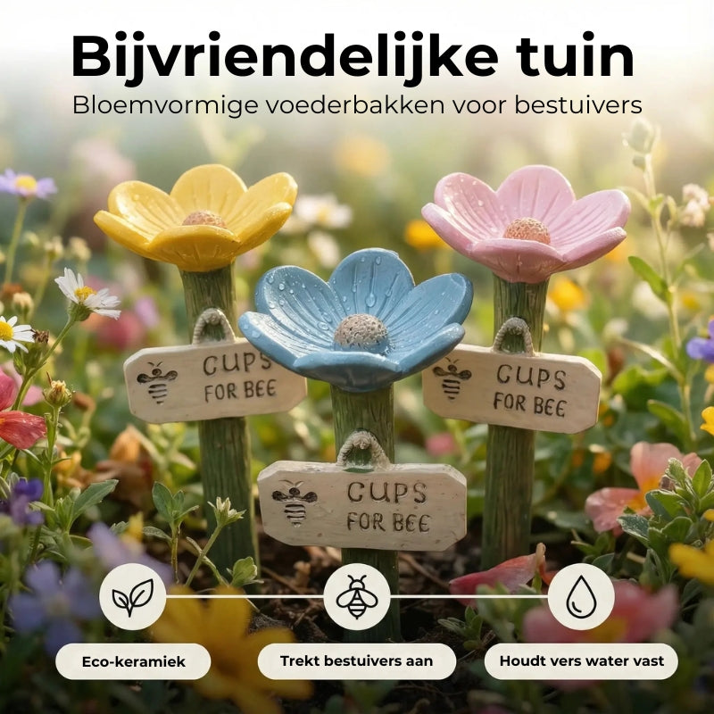 Bloemvormige drinkplaats voor bijen💧
